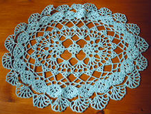 Napperon ovale turquoise au CROCHET fait main