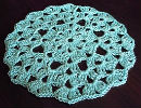 Dessous Verres  turquoise rond Coquilles au CROCHET fait main (ou petit napperon AU CROCHET fait main)