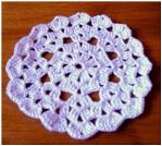 Dessous Verres  Blanc rond Coquilles au CROCHET fait main (ou petit napperon AU CROCHET fait main)