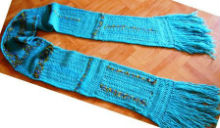 Echarpe bleu vert avec franges fait main Au Crochet